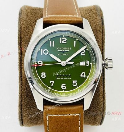 CF Factory V2 Replica Longines Spirit Swiss ETA2892 Watch Olive Green Dial Leather Strap